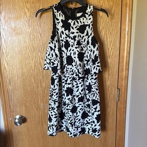 LOFT Black and White Halter Sundress Mini